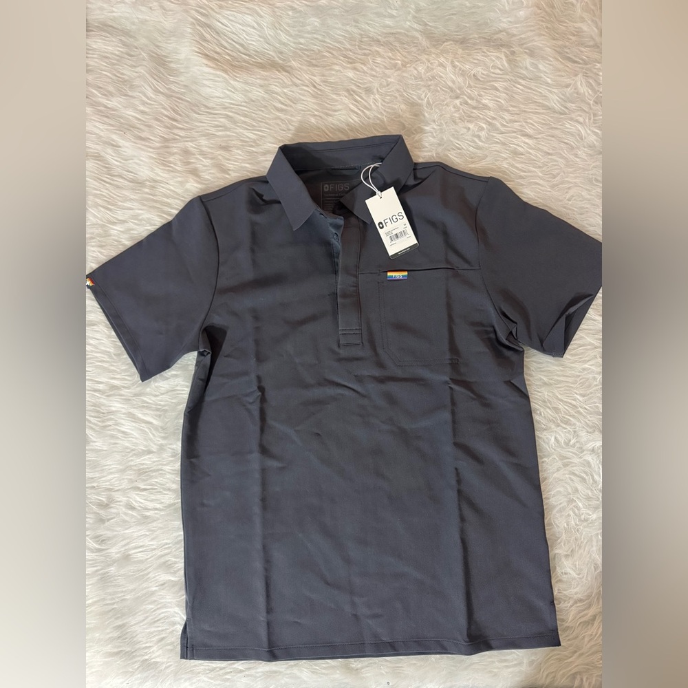 FIGS Men's Charcoal Polo Shirt XS